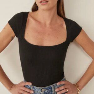 Reformation Bardot Ribbed Knit Top